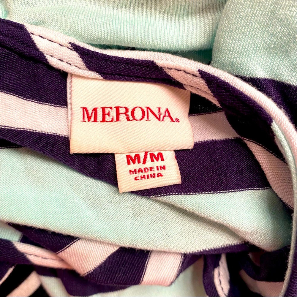 Merona || Navy/white/ sea foam green striped sleeveless v-neck t-shirt dress - Picture 6 of 7